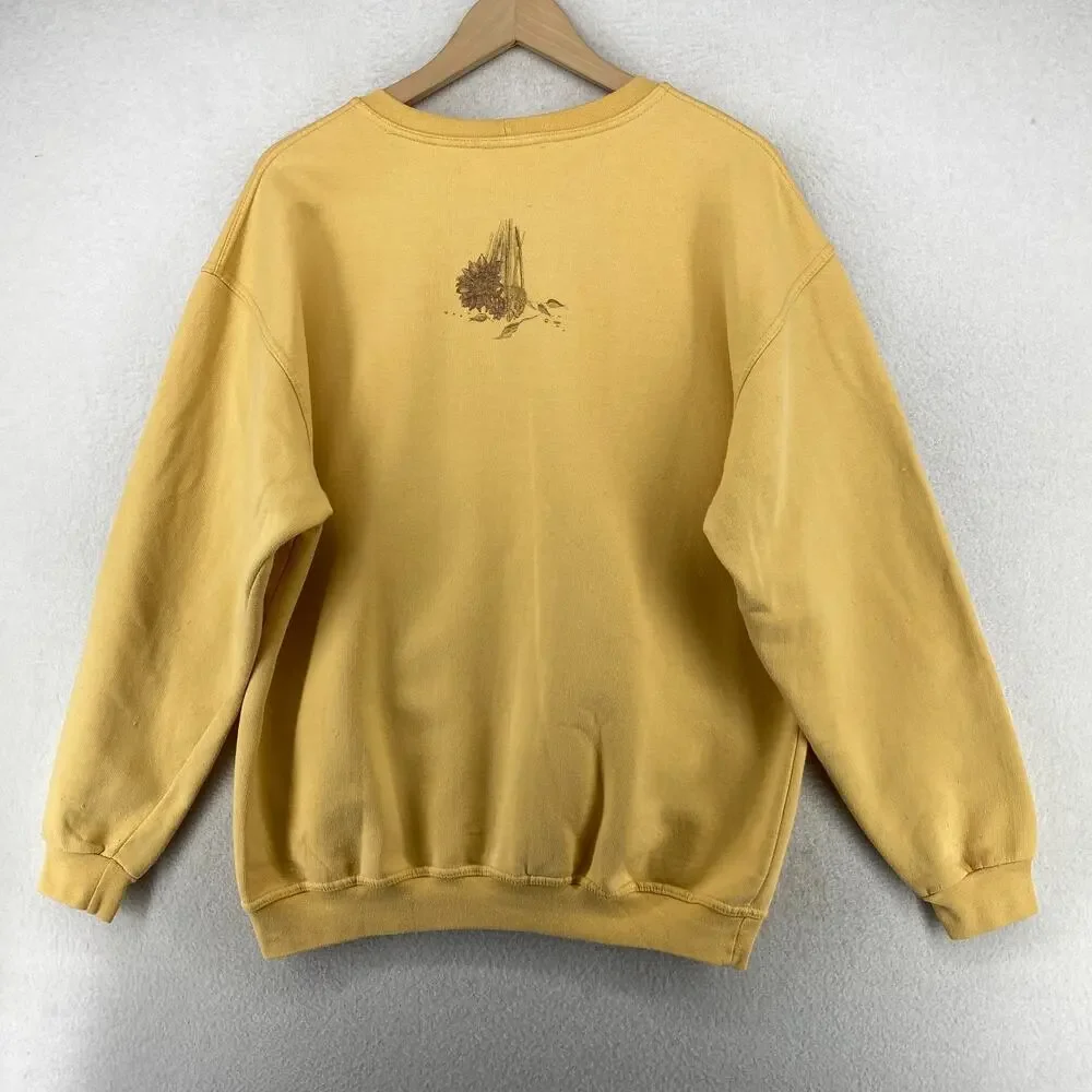 NORTHERN REFLECTIONS Sweatshirt Womens M Fall Floral Sunflower Fleece Yellow VTG - Picture 2 of 14